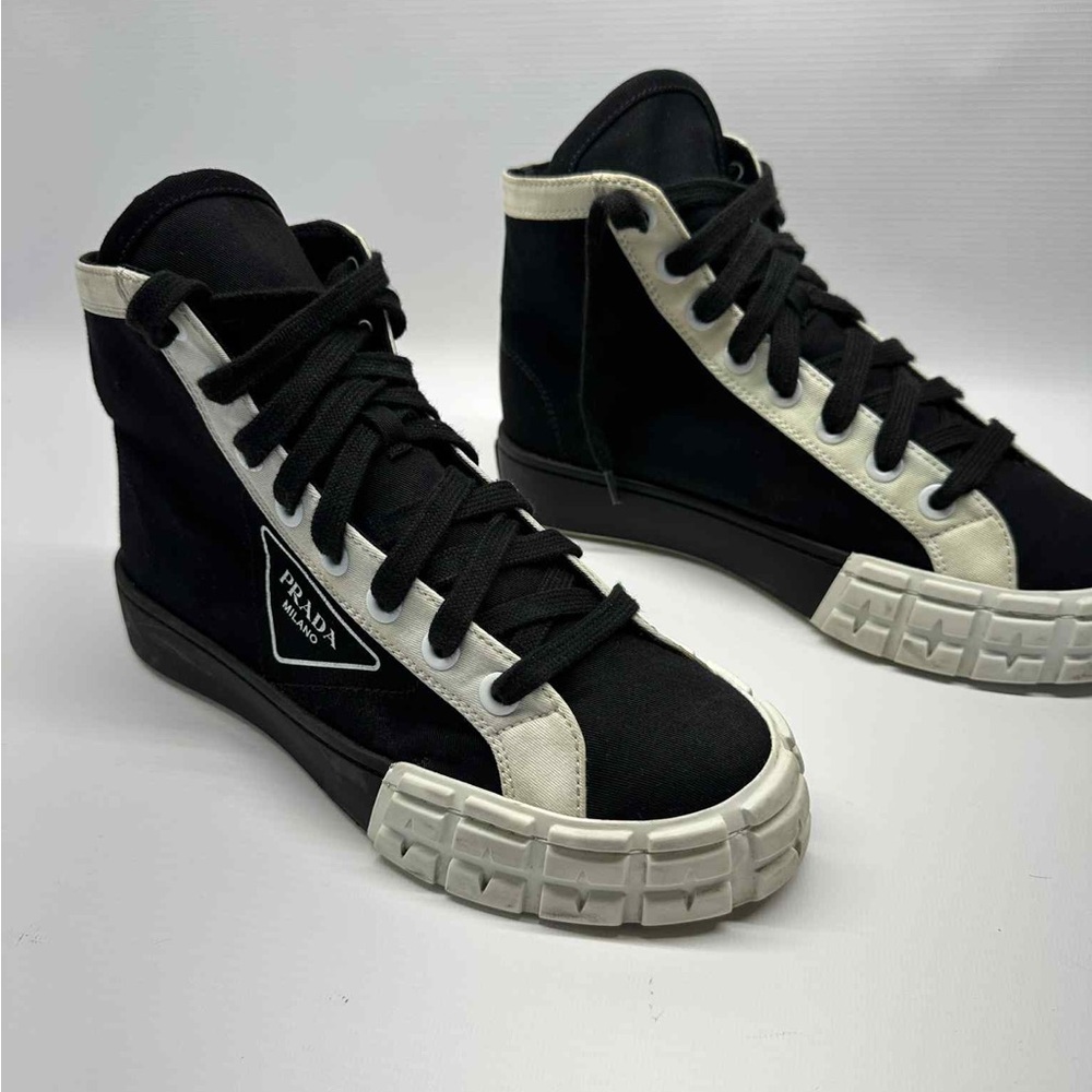 Prada Women’s Black and White High-Top Sneakers